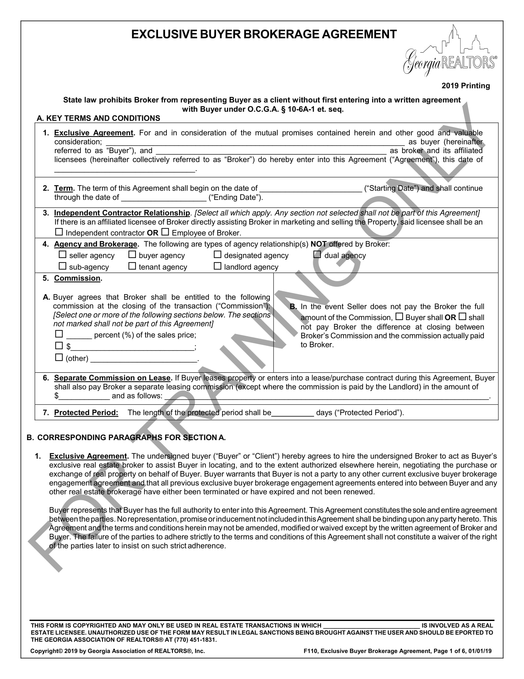 Exclusive Buyer Brokerage Agreement Example.