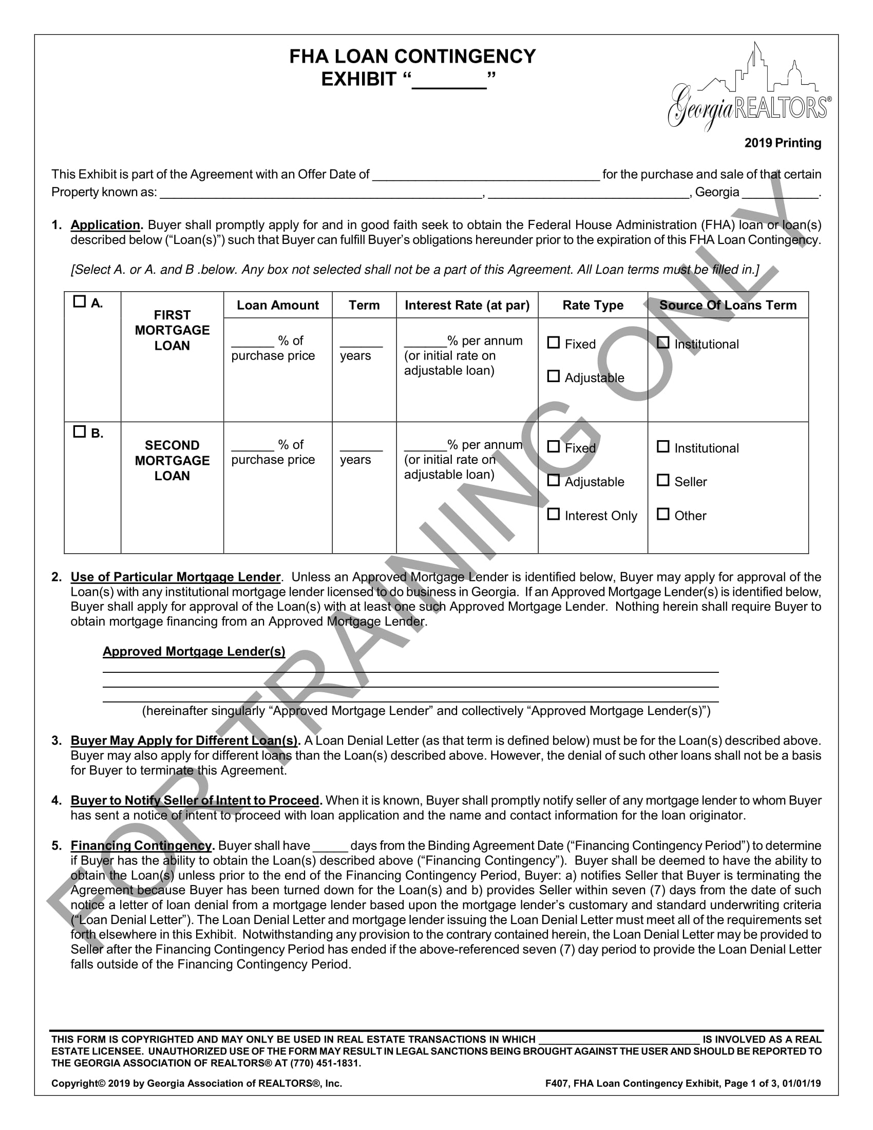 FHA Loan Contingency Exhibit.