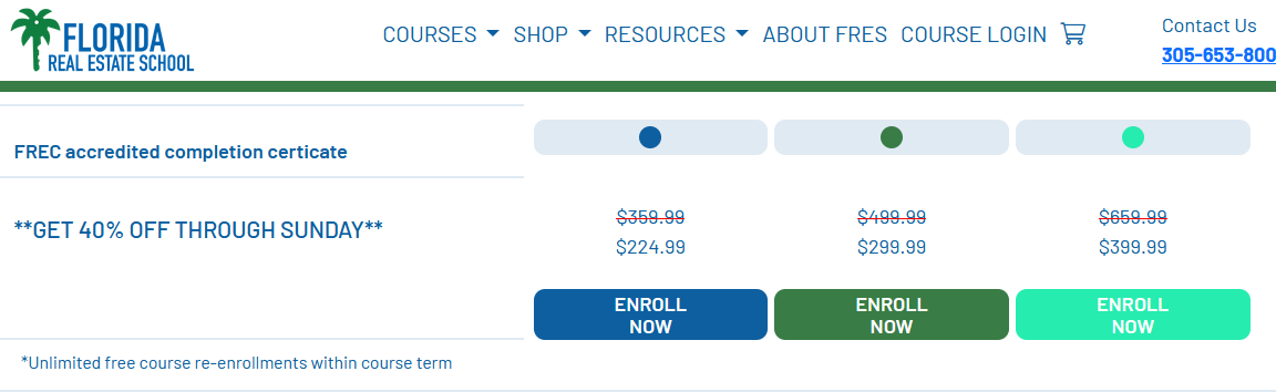 Advertisement for the Florida Real Estate License online course offered by The FLorida Real Estate School.