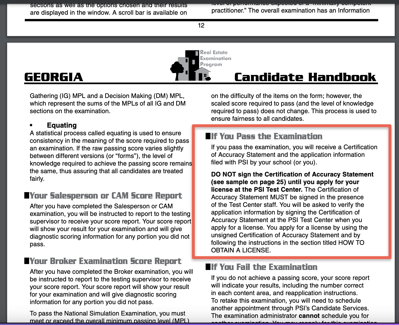 Sign the Georgia Certificate of Accuracy Statement before applying for a real estate license.