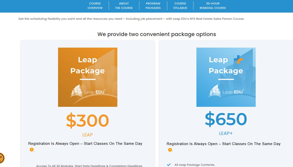 The cost for the New York Real estate pre-license course on Leapedu.com.